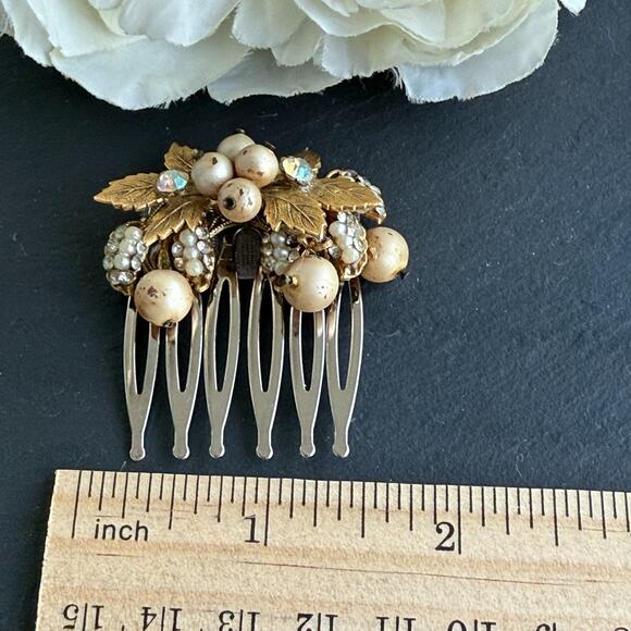 Bridal Hair Comb Vintage Gold Leaf Bronze Vintage Haskell Wedding Hairpiece - Picture 7 of 7